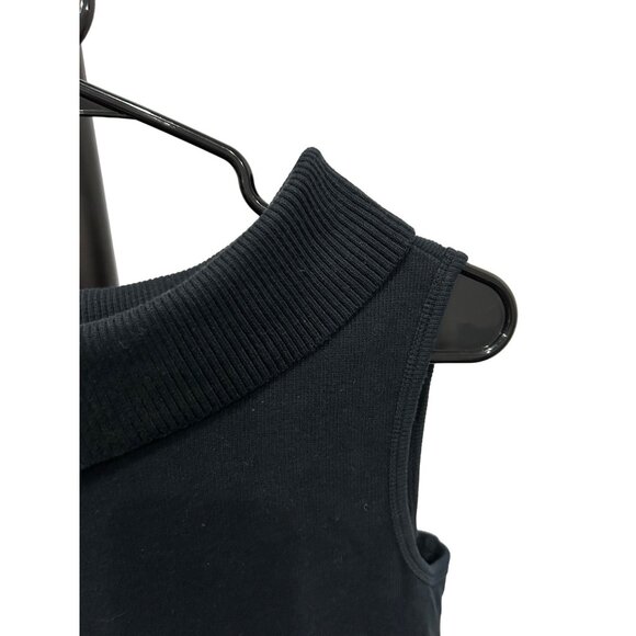 Rafaella Womens Black Open Mock Neck Sleeveless Cotton Blend Top SZ Medium - Picture 4 of 8